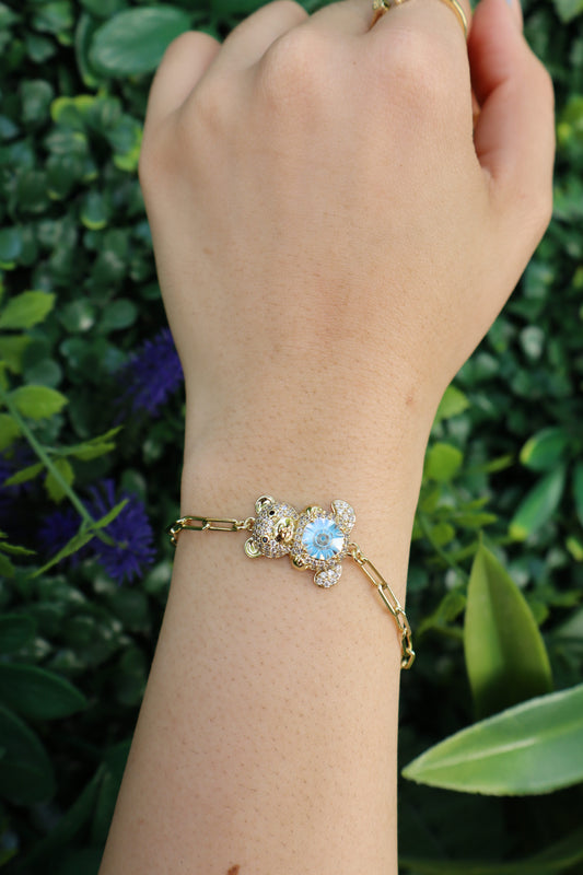 Diamond Bear paperclip Bracelet