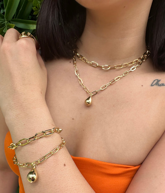 Drop Paperclip Necklace Set