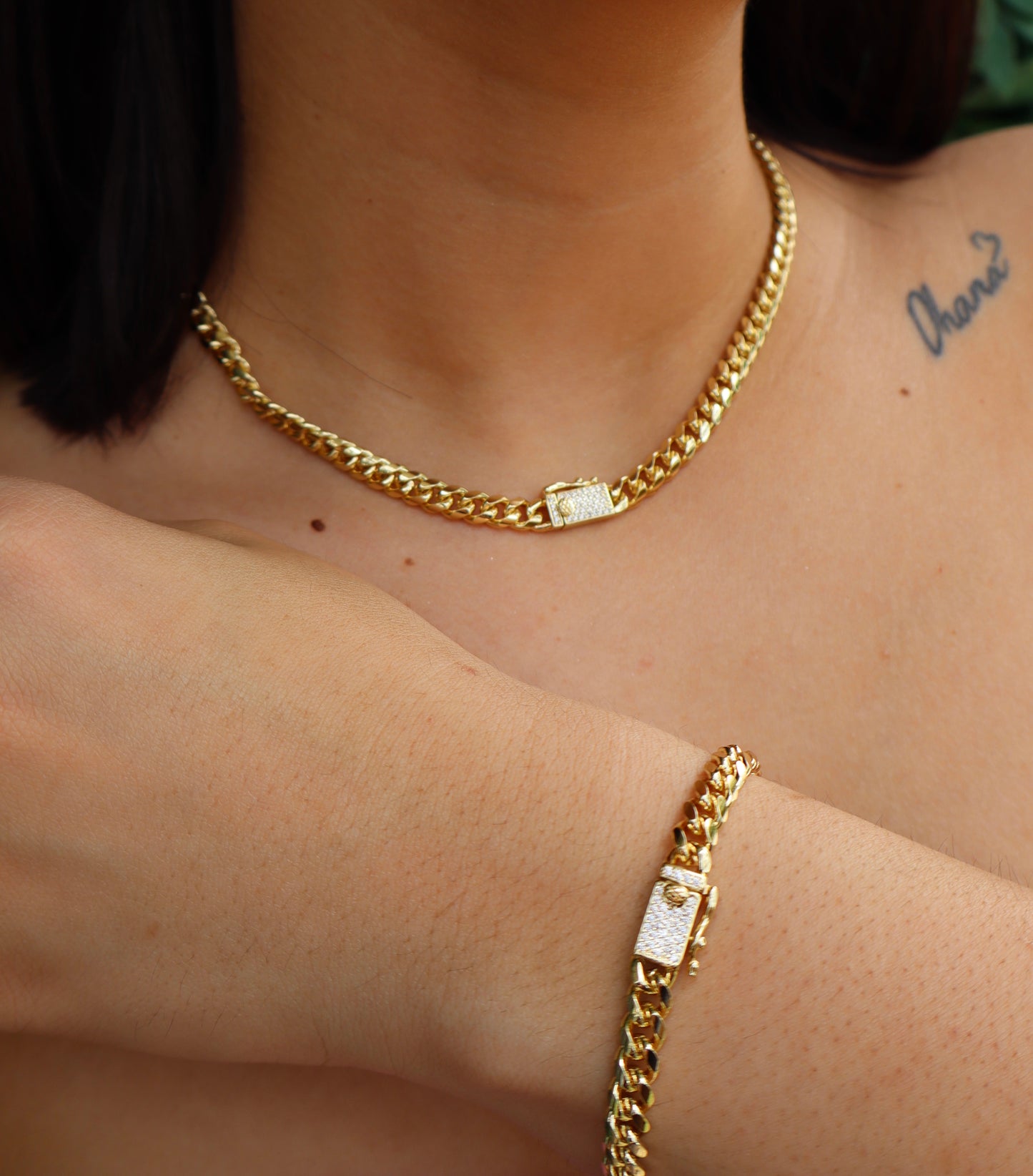 Cuban Link Necklace & Bracelet Set